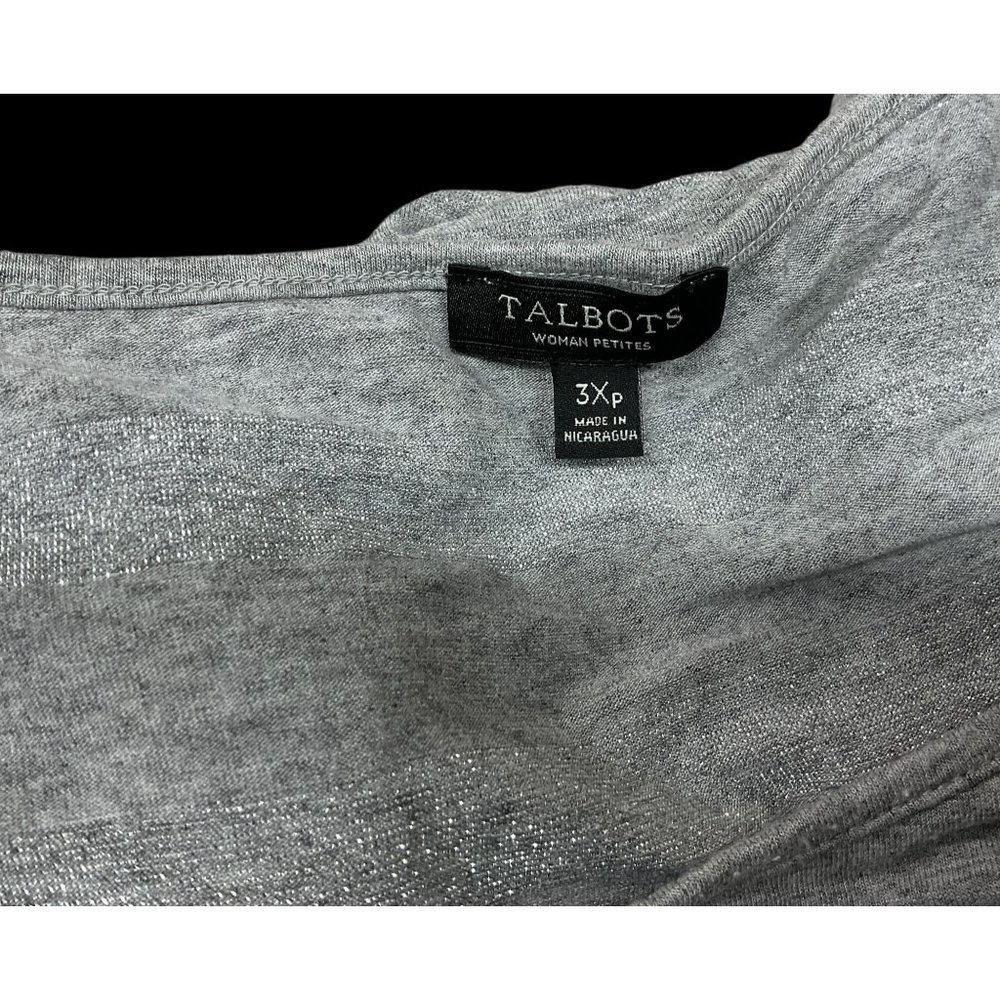 Talbots Woman's Gray Metallic Striped Top Long Sleeve Size 3XP Rayon Blend - Picture 3 of 9